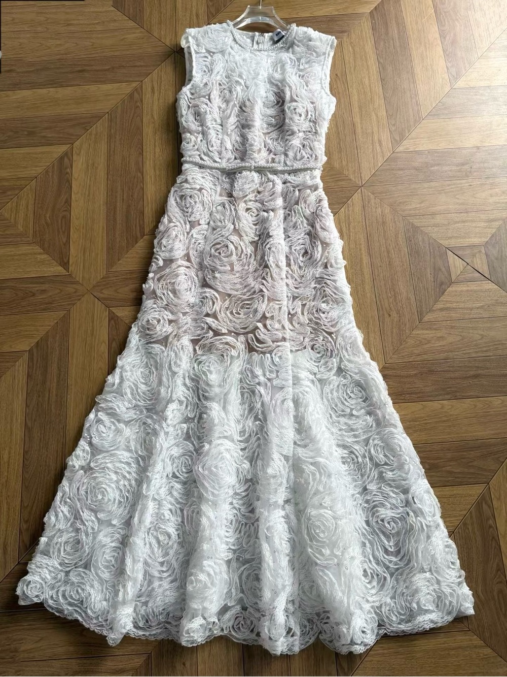 NWOT Self-Portrait White Tulle Lace Midi Dress - Picture 7 of 12